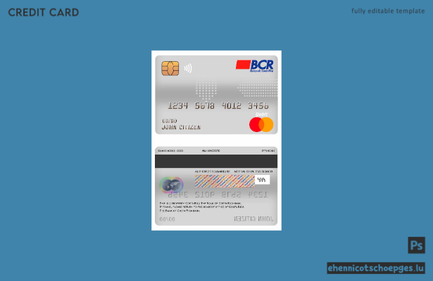 Costa Rica – Beispielvorschau der Mastercard-Debitkarte der Bank von Costa Rica